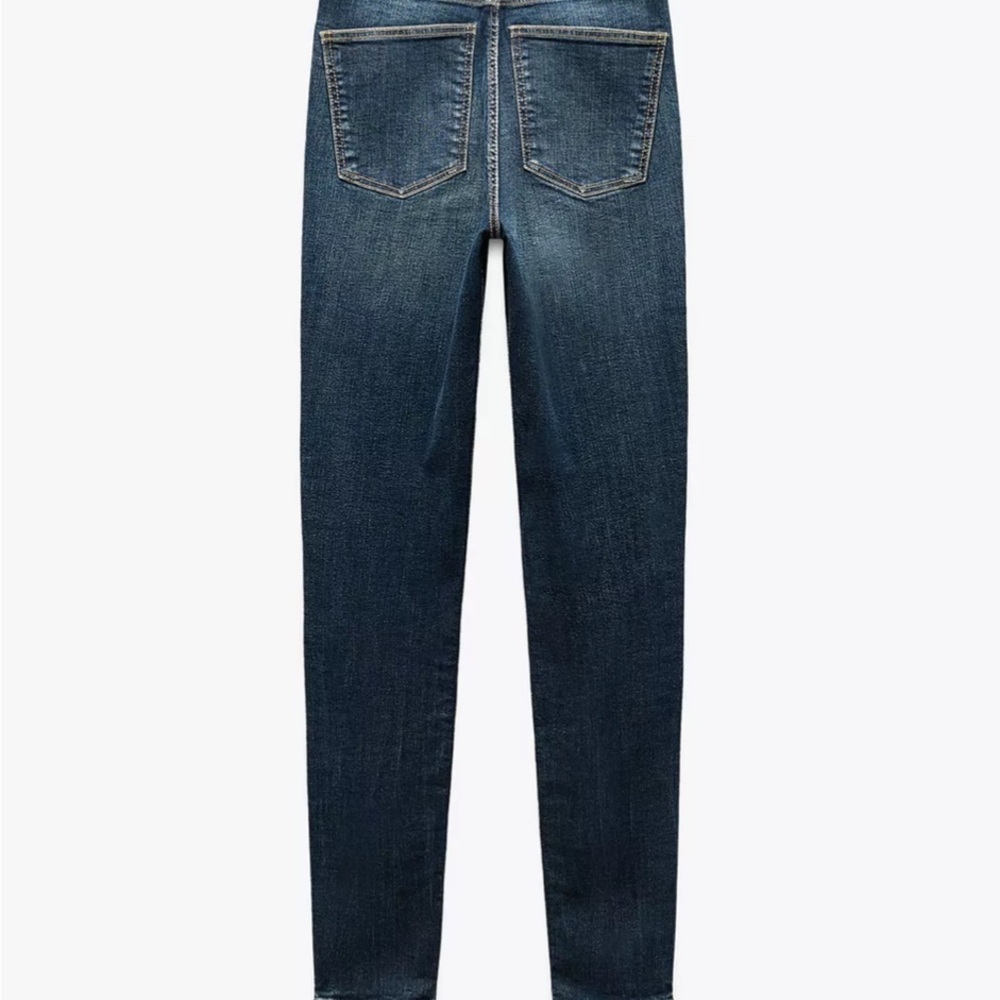 NWT Zara High-Waisted Blue Skinny Jeans with Vintage Wash - Picture 4 of 9